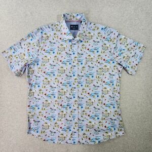 Charleston Threads Beach Shirt Men XXL AOP Surfing Aloha Palm Trees Short Sleeve